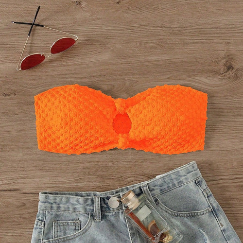 Damen Bandeau-Bikinioberteil mit strukturierter Oberfläche Echo Archiv