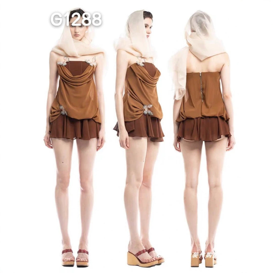 Damen Elegante Corsage-Bluse mit transparenten Ärmeln Echo Archiv