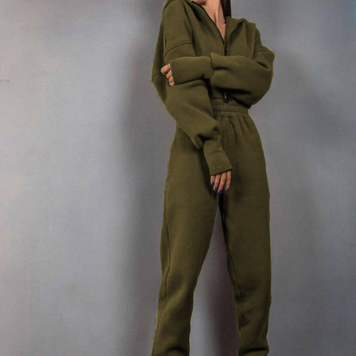 Damen nan kurzes Halbzip-Loungewear-Set mit elastischem Taillenbund und oversized Schnitt Echo Archiv