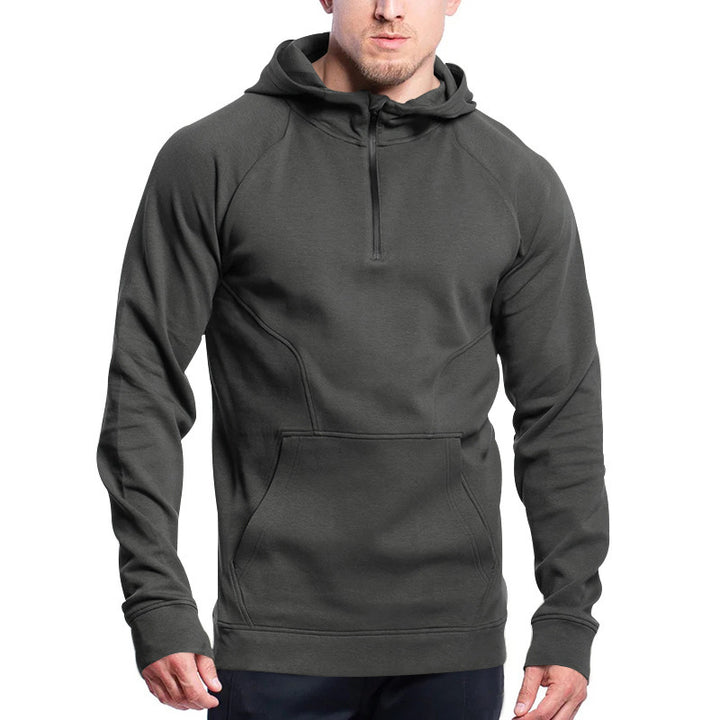 Herren Sportpullover mit halbem Reißverschluss und Kängurutasche Echoarchiv