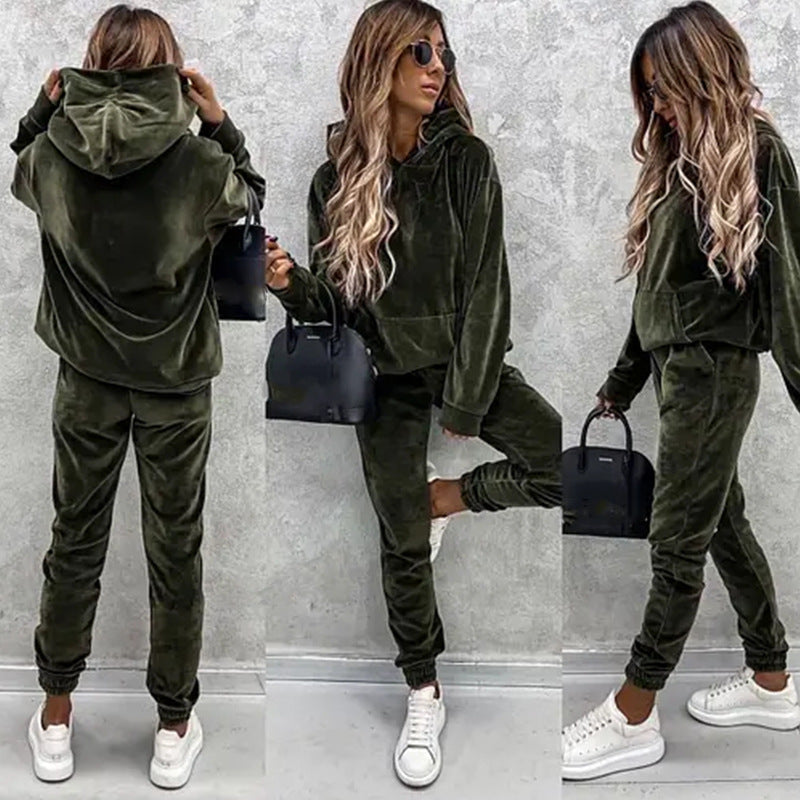 Damen kuscheliges Fleece-Set mit oversized Hoodie und bequemen Jogginghosen Echoarchiv