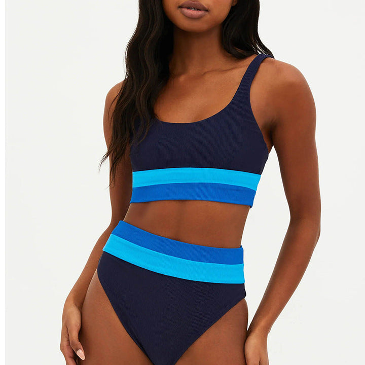 Damen Sportliches Bikini-Set mit komfortablem Crop-Top und hochgeschnittenem Höschen Echoarchiv
