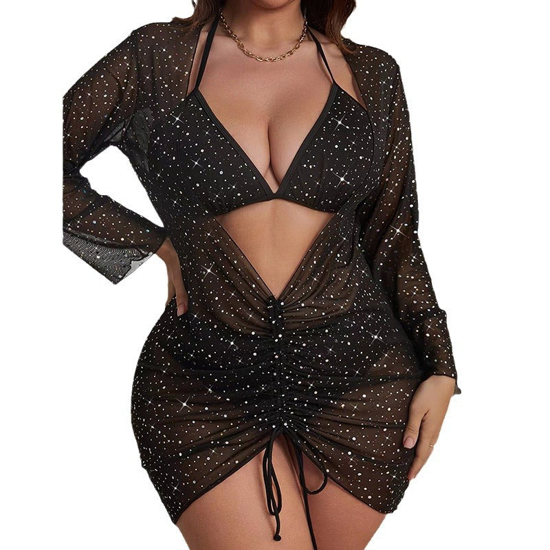 Damen Strandkleid mit gebundenem Ausschnitt und transparentem Design Echo Archiv
