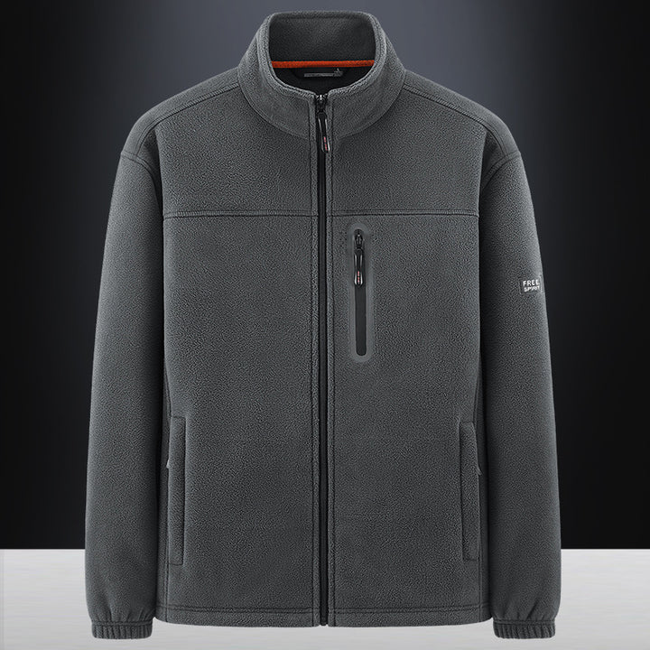 Herren Fleecejacke mit windabweisendem Microfleece, verschweißter Brustreißverschlusstasche und elastischen Bündchen – Cavarno