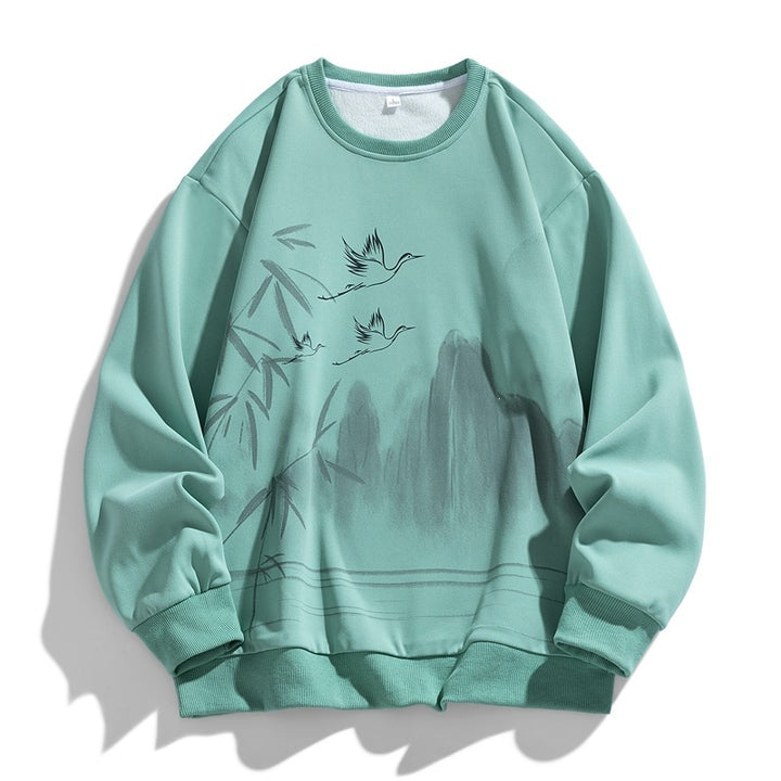 Unisex Oversize‑Sweatshirt mit Pinsel‑Print & geripptem Saum Echoarchiv
