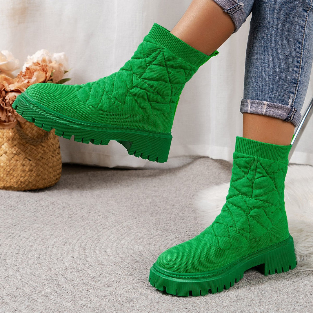 Damen Modische Stiefel mit strukturiertem Obermaterial und rutschfester Profilsohle Echoarchiv