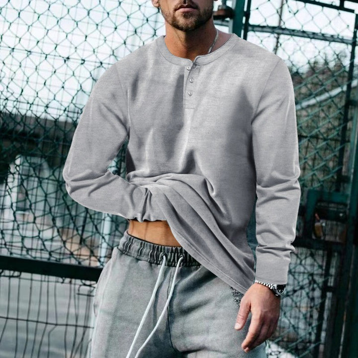 Herren Longsleeve Henley aus leichter Baumwollmischung Echoarchiv