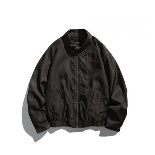 Herren Kurz geschnittene wasserabweisende Harrington-Bomberjacke mit Karomuster-Mikroweave, Druckknopf-Pattentaschen und elastischem Saum Echo Archiv