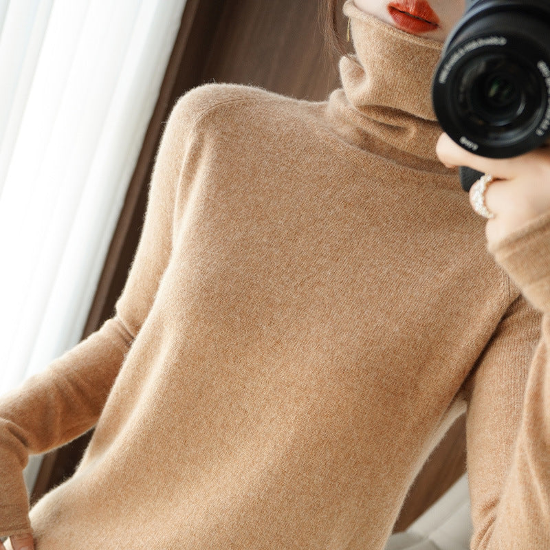 Damen Weicher Rollkragenpullover aus Kaschmir‑Look mit Daumenloch und figurbetonter Silhouette Echoarchiv