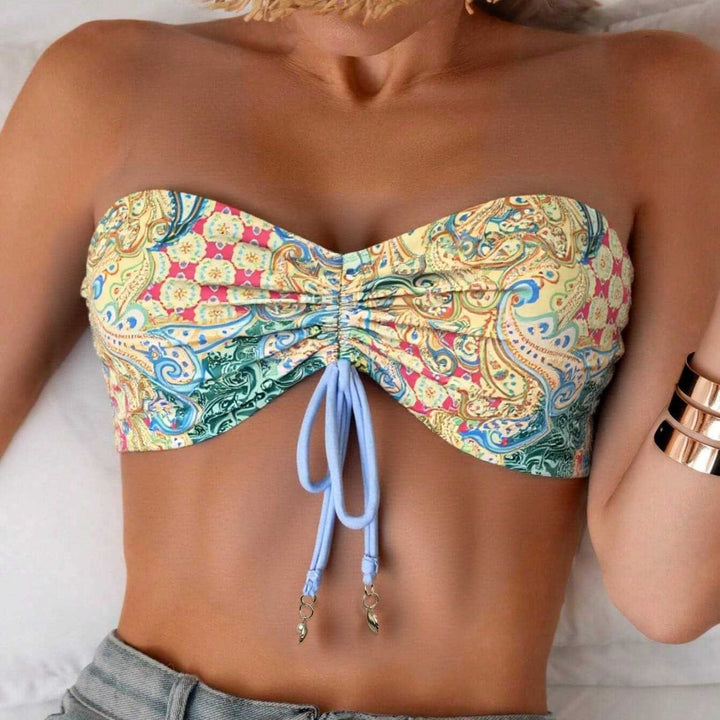Damen Bandeau-Bikini-Oberteil mit verspieltem Muster Echo Archiv