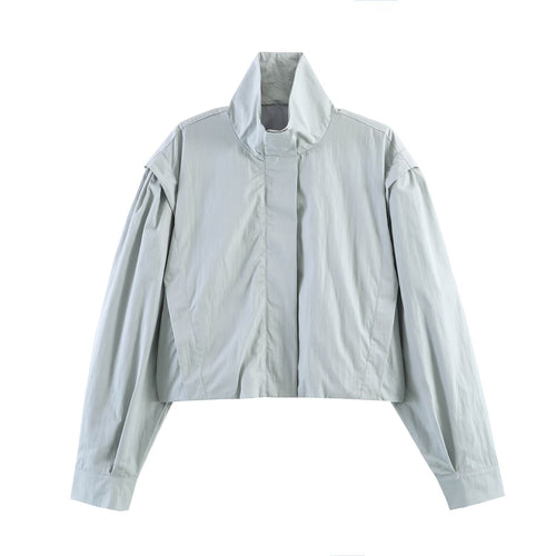 Damen Gekürzte Utility-Jacke mit hohem Stehkragen, weiten Raglanärmeln und verdeckter Frontblende Echo Archiv