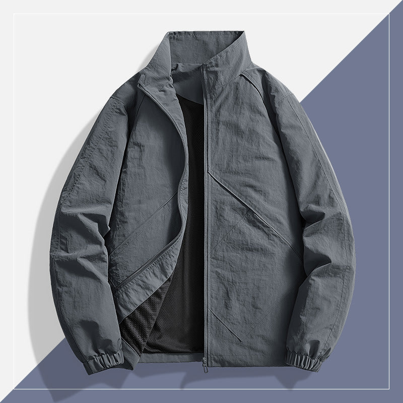 Herren Leichte technische Windjacke mit Mesh-Innenfutter, Stehkragen und elastischen Bündchen Echo Archiv