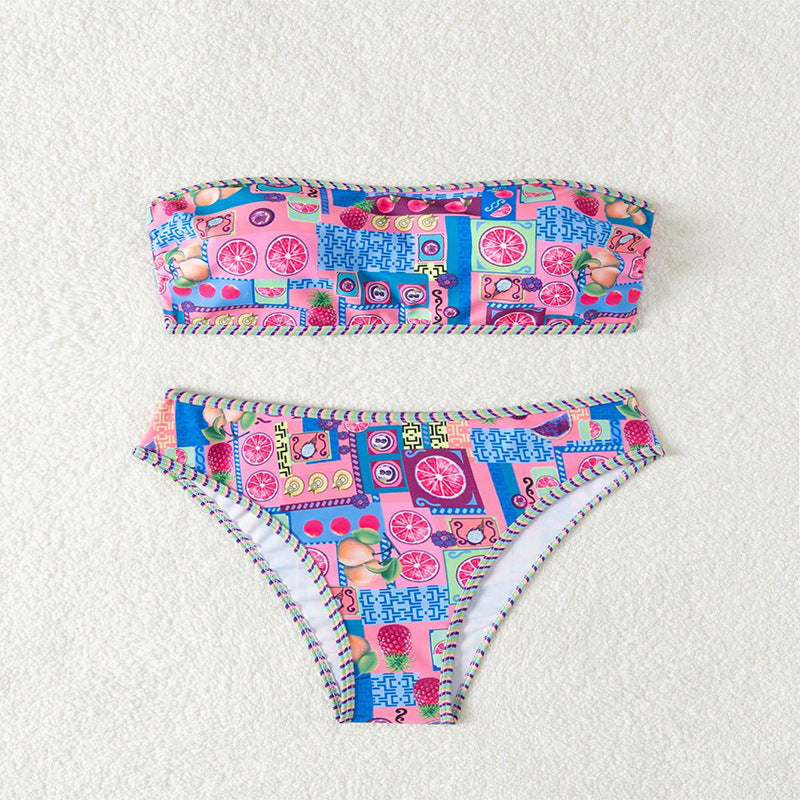 Damen Bikini-Set mit bandeau Oberteil und hohem Beinausschnitt Echo Archiv