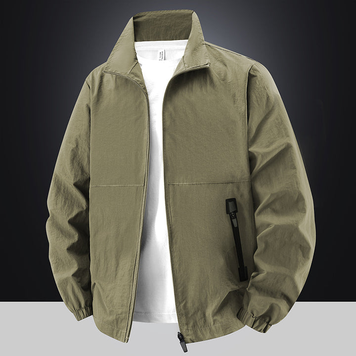 Herren Leichte Baumwoll-Mix-Übergangsjacke mit Stehkragen und verdecktem Reißverschluss Echo Archiv