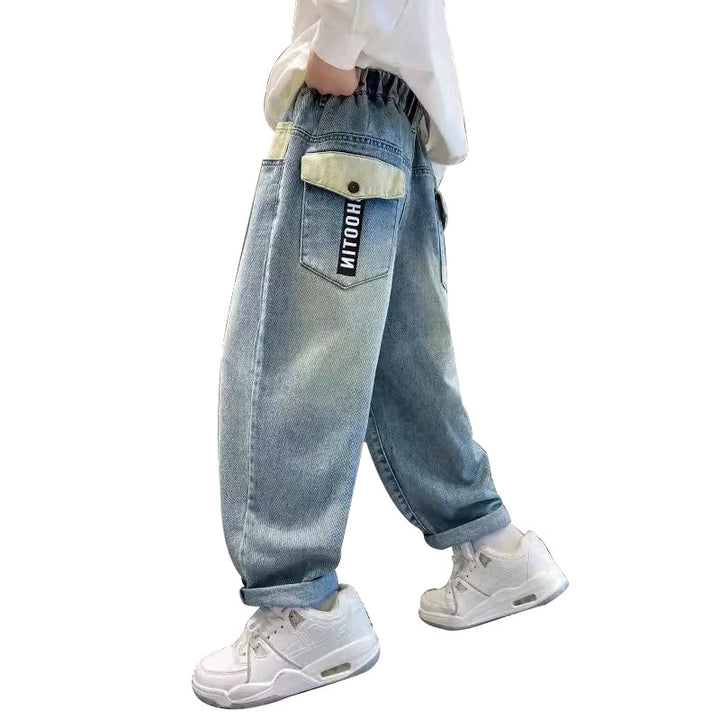 Unisex Weit geschnittene lässige Denim-Hose mit speziellen Taschen Echo Archiv