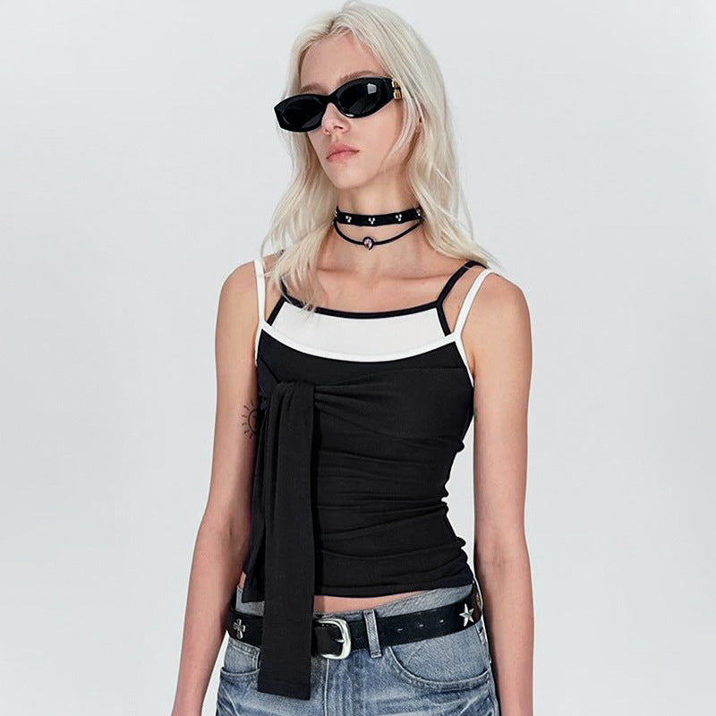 Damen Chic Trägertop mit kreativer Wickeloptik und verstellbaren Trägern Echo Archiv