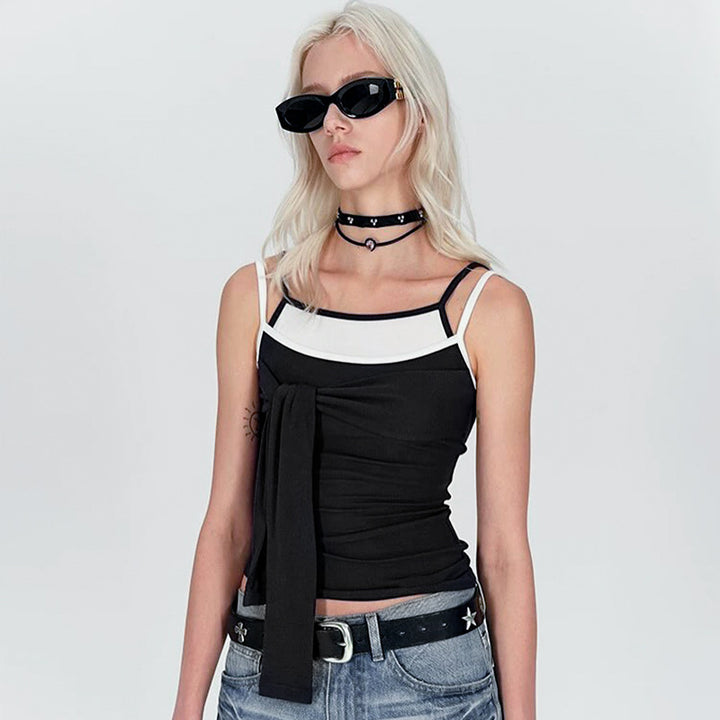 Damen Chic Trägertop mit kreativer Wickeloptik und verstellbaren Trägern Echo Archiv