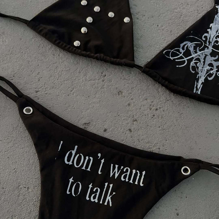 Damen Triangle-Bikini mit einzigartigem Schriftzug und Glitzerelementen Echo Archiv