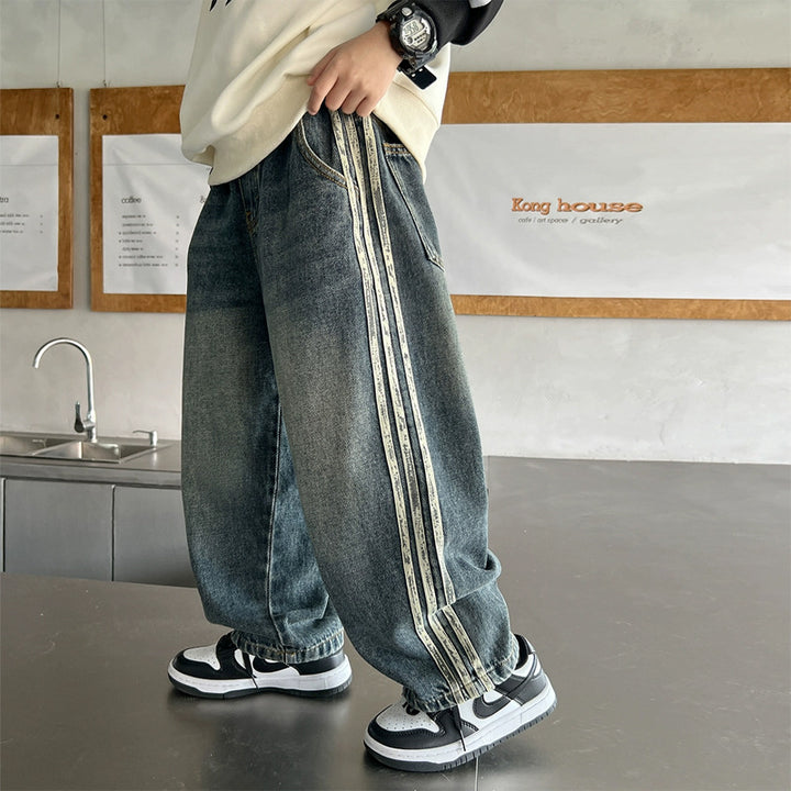 Unisex lässige Baggy-Jeans mit seitlichen Streifen Echo Archiv