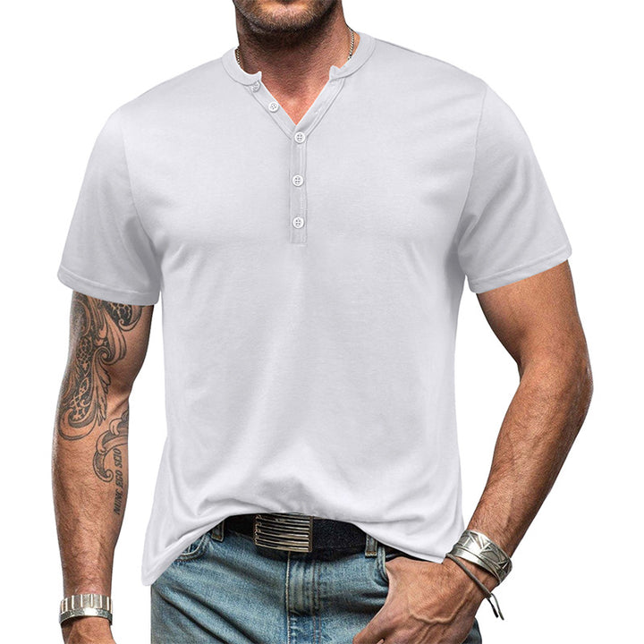 Herren Kurzarm Henley-Shirt mit strukturierter Knopfleiste und modernem Design Echoarchiv