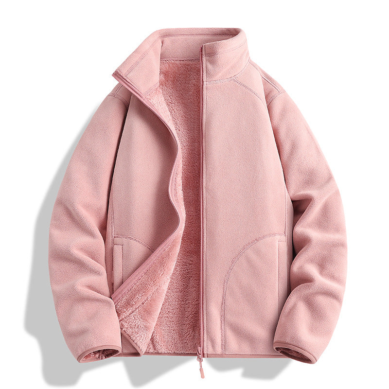 Herren Fleecejacke mit Sherpa‑Teddyfutter, Stehkragen & Zwei‑Wege‑Reißverschluss Echoarchiv