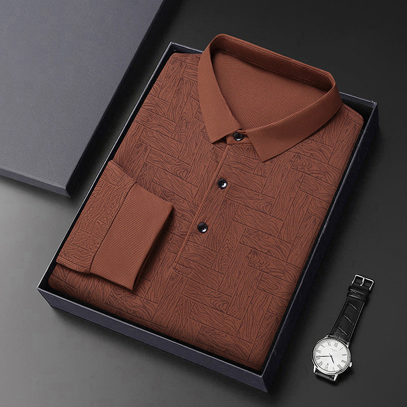 Herren modisches Polohemd mit raffiniertem Strukturdesign und eleganter Knopfleiste Echoarchiv