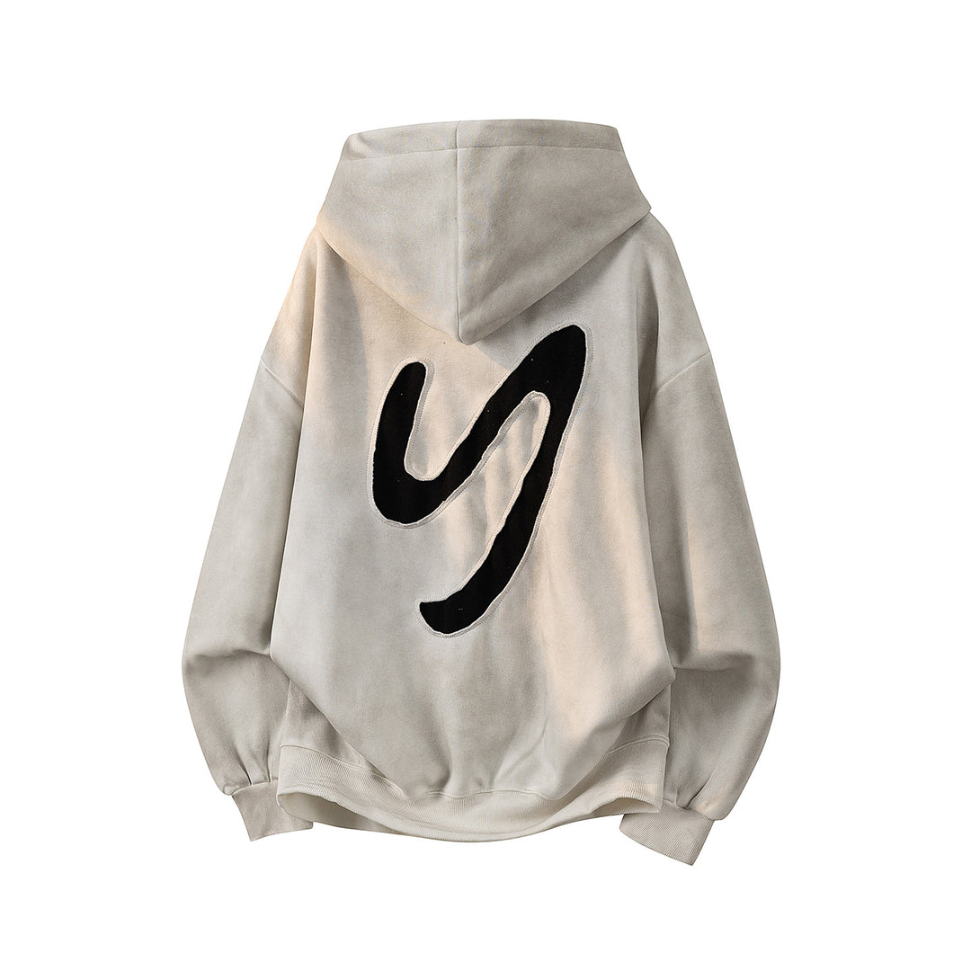 Unisex Oversize Kapuzenpullover mit handschriftlichem Grafik-Print, Kängurutasche & geripptem Saum Echoarchiv