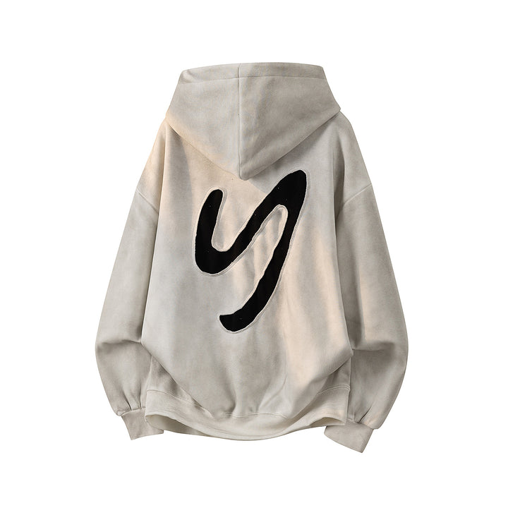Unisex Oversize Kapuzenpullover mit handschriftlichem Grafik-Print, Kängurutasche & geripptem Saum Echoarchiv