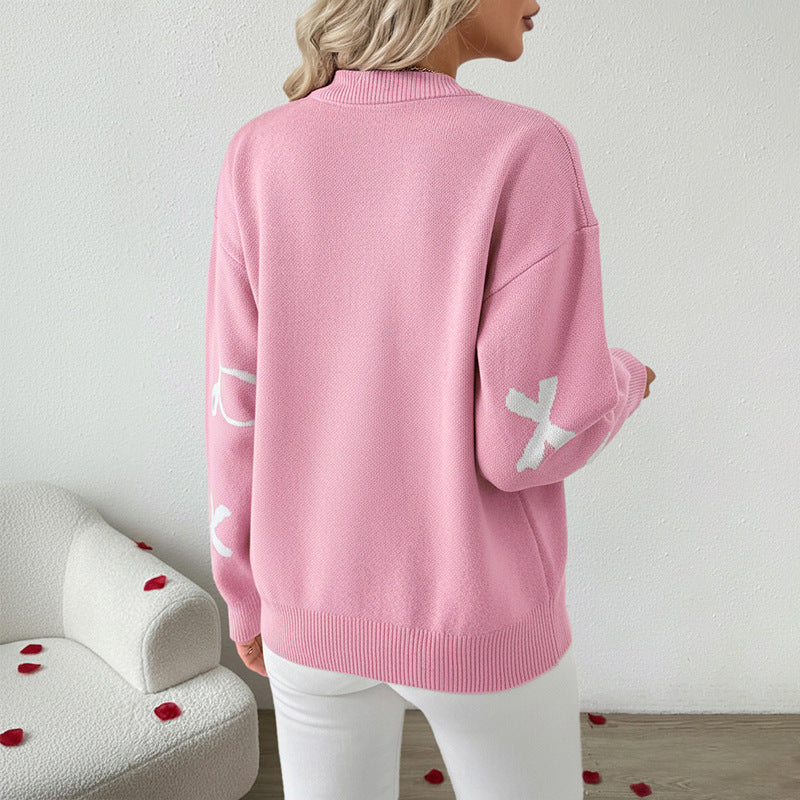 Damen Verspielter Pullover mit Schleifenmotiven Echo Archiv