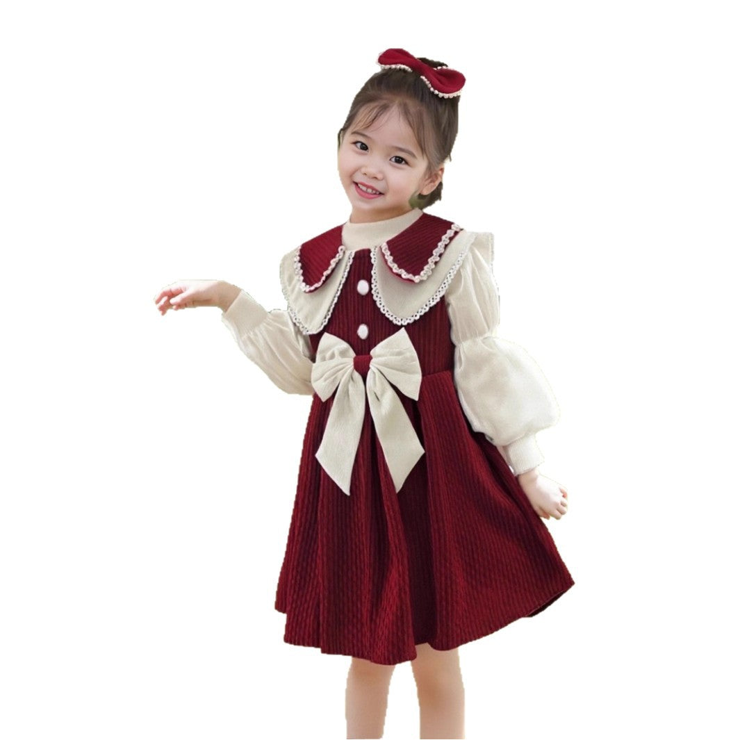 Mädchen Kleid mit festlichem Kragen und Schleifendetail Echo Archiv