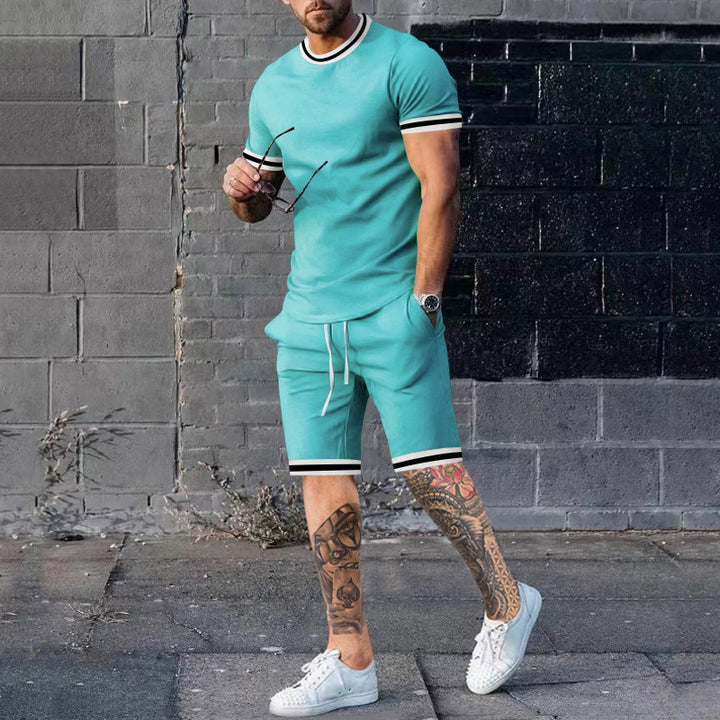 Herren Kurzarm Freizeit-Outfit mit sportlichen Kontrastdetails Echoarchiv