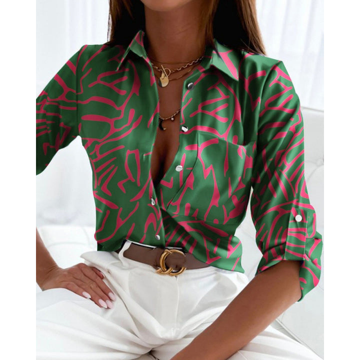 Damen modische Bluse mit künstlerischem Linienstil Echo Archiv