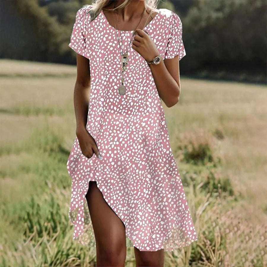 Damen Freizeitkleid mit asymmetrischem Saum und Taschen Echoarchiv