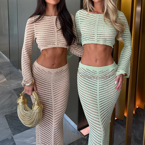 Damen Crop-Top und Maxi-Rock Set Echo Archiv