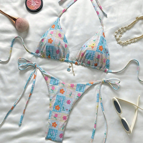 Damen Triangel-Bikini mit verspielten Blumendetails Echo Archiv