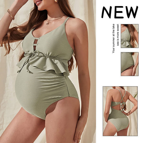 Damen Schwangerschafts-Badeanzug mit eleganter Rüsche und modischem Design Echo Archiv