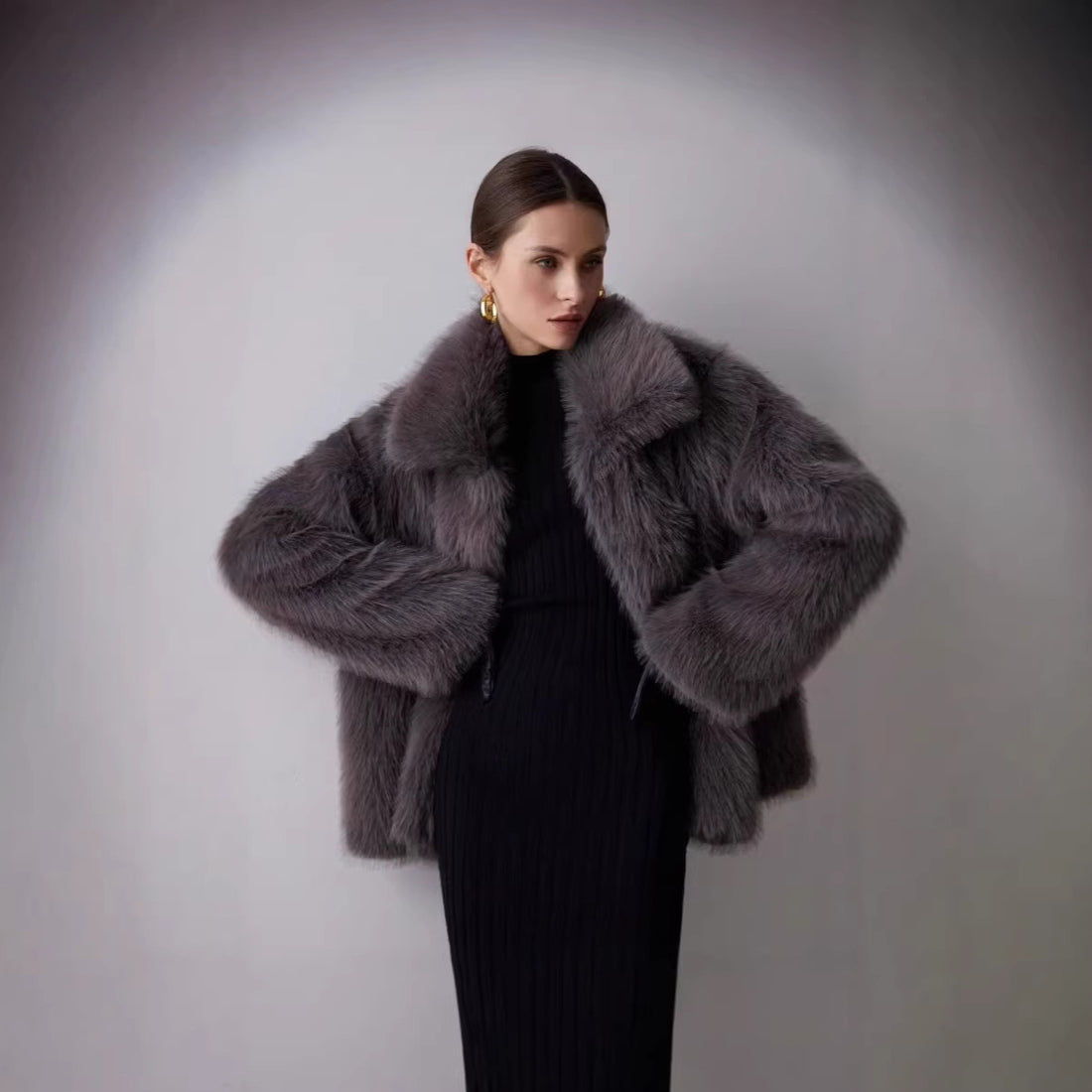 Damen Kurze Boxy‑Kunstpelzjacke mit extraweichem Hochflor und voluminösem Schalkragen Echo Archiv