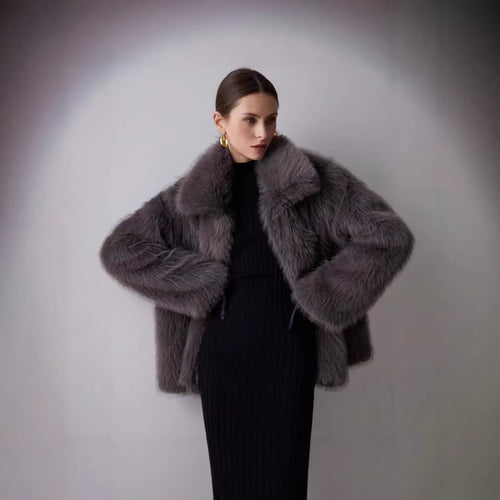 Damen Kurze Boxy‑Kunstpelzjacke mit extraweichem Hochflor und voluminösem Schalkragen Echo Archiv