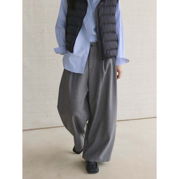 Damen Hochtaillierte Stoffhose mit weitem Palazzo‑Bein und Bundfalten Echoarchiv