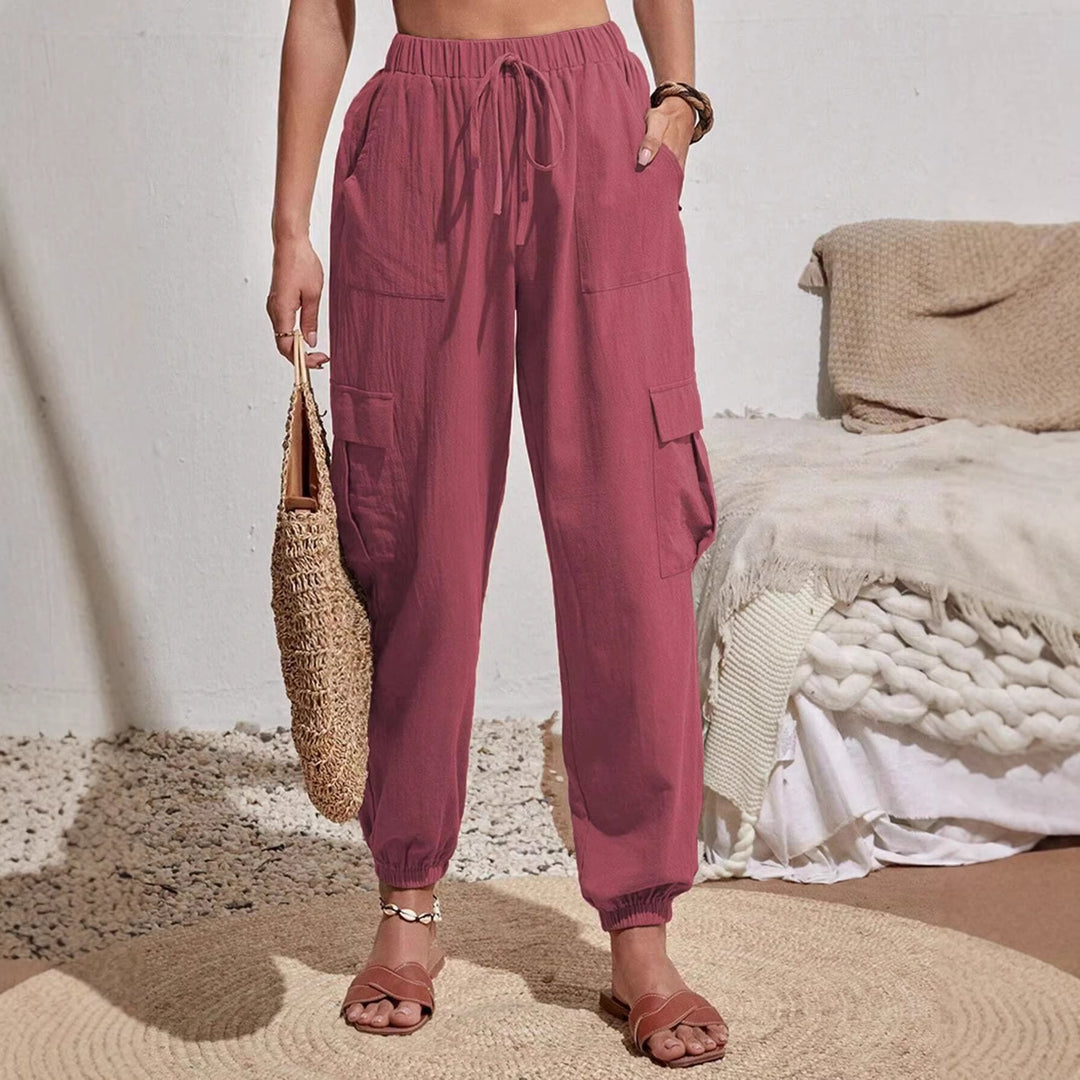 Damen Cargo-Jogginghose mit elastischem Bund, Kordelzug und aufgesetzten Taschen Echo Archiv