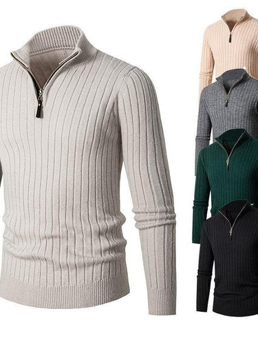 Herren Pullover mit Stehkragen und strukturiertem Rippdesign Echoarchiv