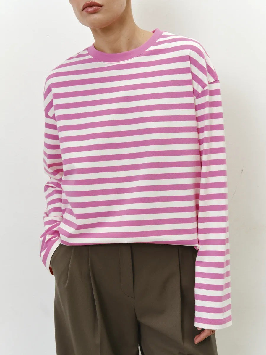 Damen Lässiges gestreiftes Langarmshirt Echo Archiv