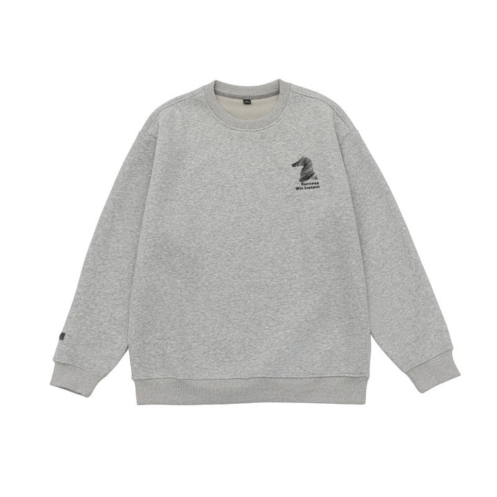 Unisex Oversize‑Sweatshirt mit gesticktem Schachritter‑Logo und gerippten Bündchen Echoarchiv