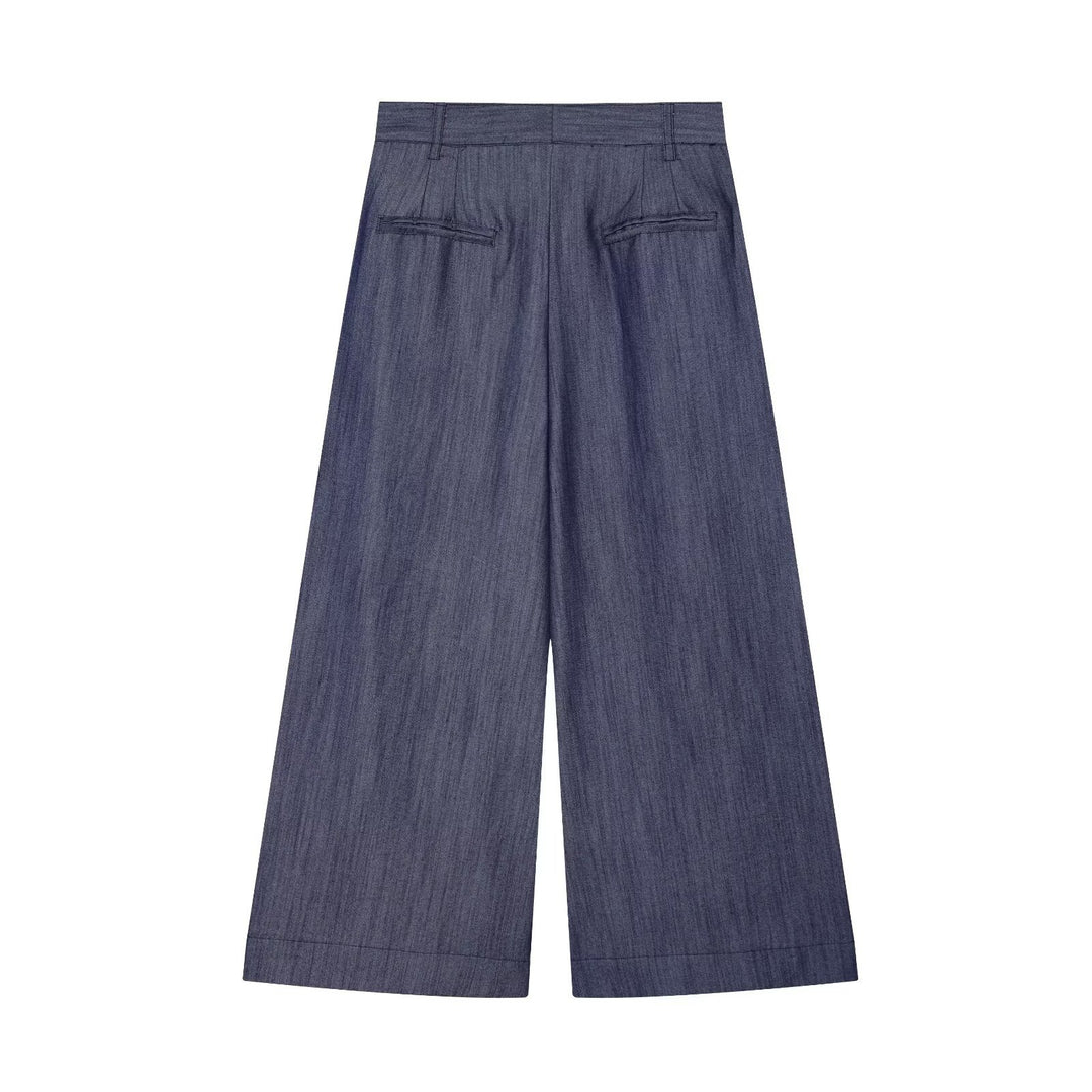 Damen Hochtaillierte weite Culotte aus leichter Denim-Qualität mit Bundfalten Echo Archiv