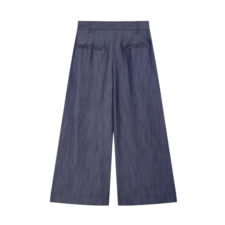 Damen Hochtaillierte weite Culotte aus leichter Denim-Qualität mit Bundfalten Echo Archiv