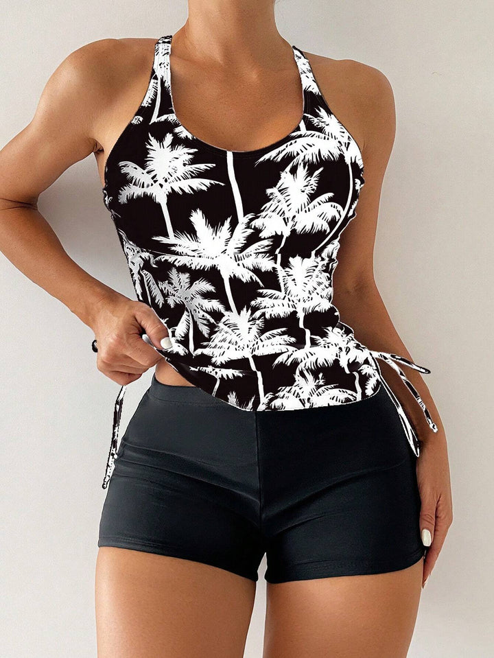Damen Sportliches Tankini-Set mit verstellbaren Seitenschnüren Echo Archiv