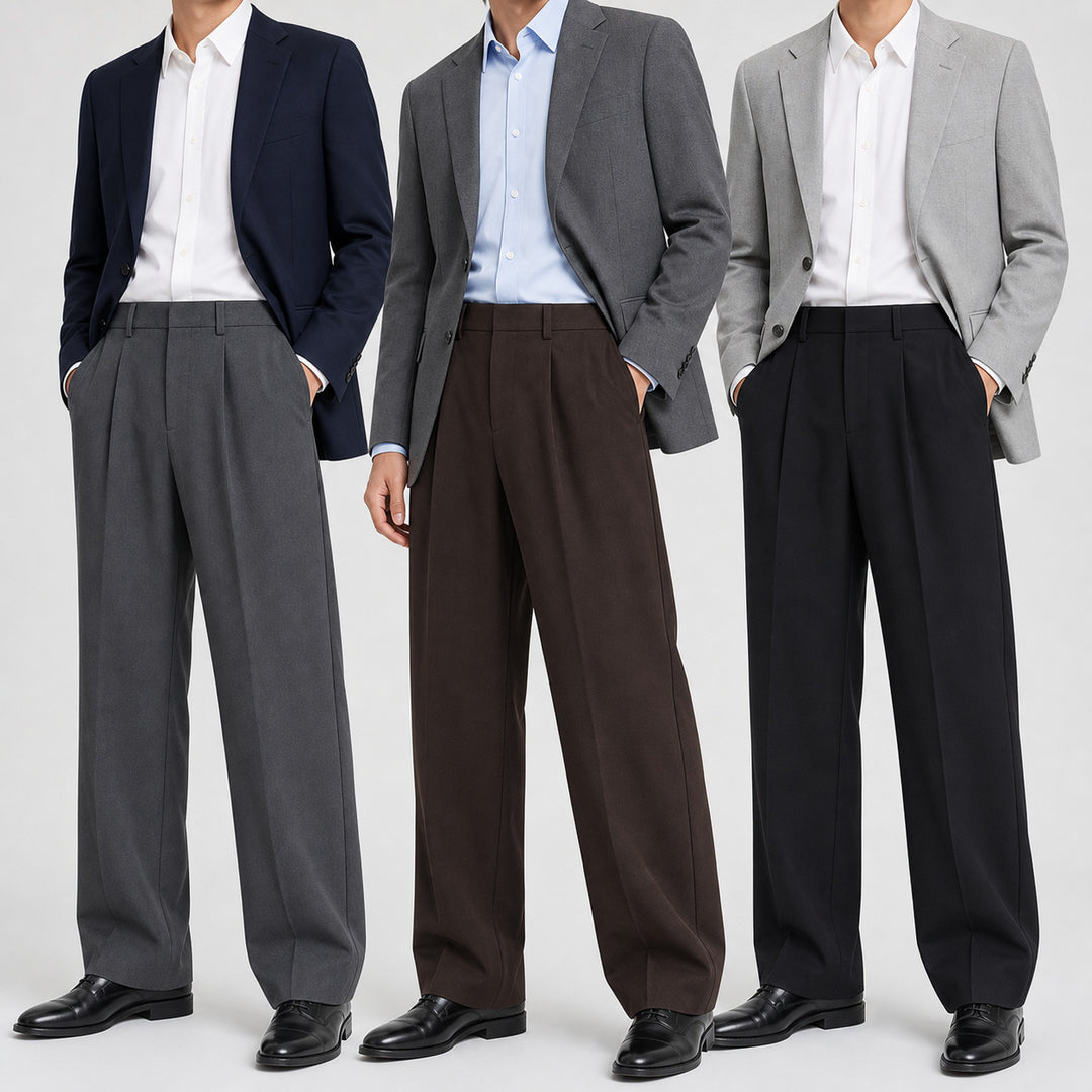 Herren Bundfaltenhose mit weitem Bein und relaxed Fit Echo Archiv