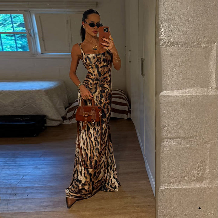 Damen Maxikleid mit tierischem Motiv und elegantem Schnitt Echo Archiv
