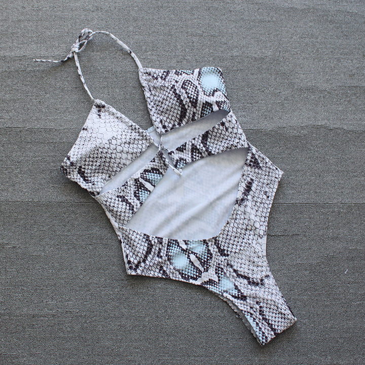 Damen Cut-Out Badeanzug mit schickem Schlangenmuster Echo Archiv