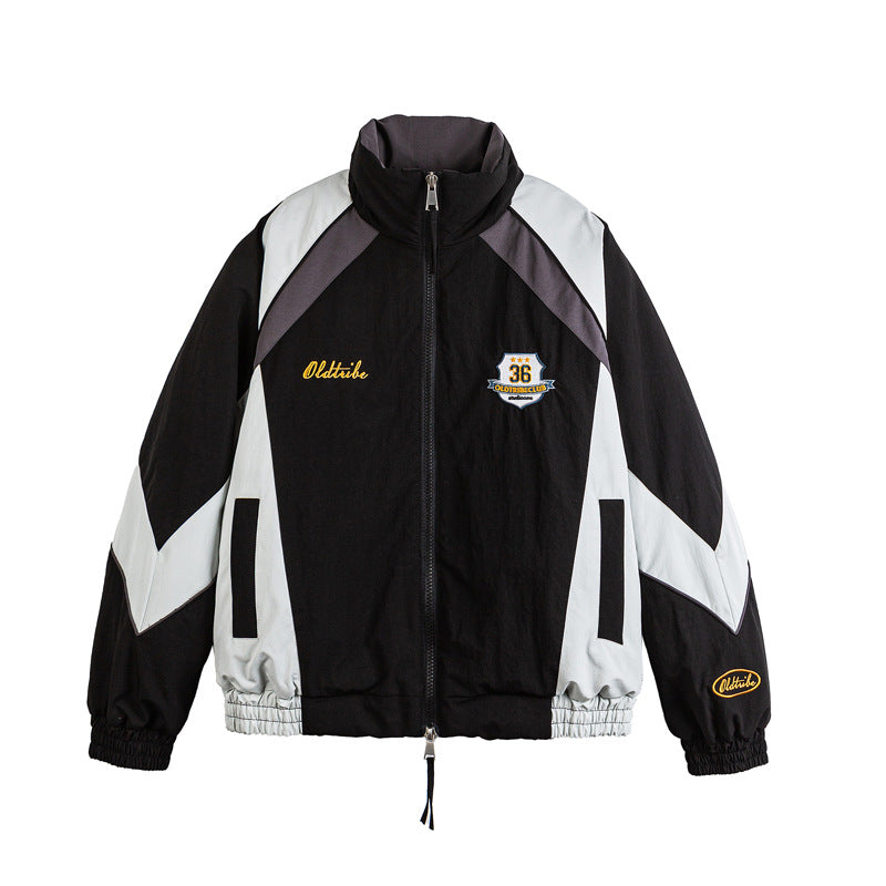 Unisex Retro-Trackjacke im Vintage-Sportstyle mit Stehkragen und Logostick Echoarchiv